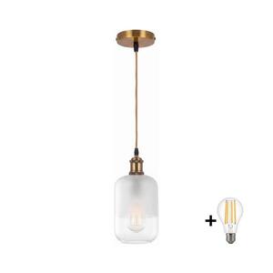 BRILAGI - LED Lustr na lanku RETRO GLASS 1xE27/60W/230V pr. 14 cm zlatá/bílá NSTK7778+AI0178 obraz