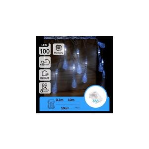 B.V. - LED Ven. ván. řetěz 100xLED/8 funkcí 3xAA 10m IP44 studená bílá kapky B10303K5C obraz