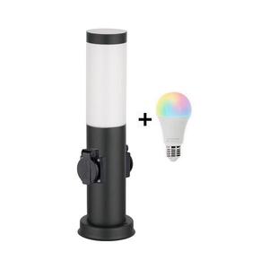 BRILAGI - LED RGBW Venkovní lampa se 2 zásuvkami 1xE27/12W/230V 40 cm IP44 černá BG3944+AI0819 obraz