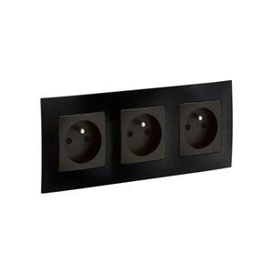 Legrand - Trojitá zásuvka domovní 250V/16A NILOE černá LR0014+LR0001+LR0001+LR0001 obraz