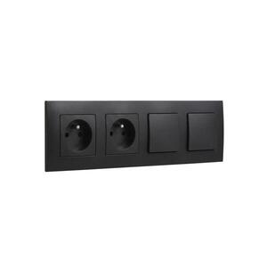 Legrand-Dvojitá zásuvka domovní 250V/16A a dvojitý jednopólový vypín č. 1 NILOE LR0015+LR0001+LR0001+LR0006+LR0006 obraz