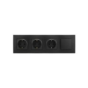 Legrand-Trojitá zásuvka domovní SCHUKO 250V/16A a jednopólový vypínač č. 1 NILOE LR0015+LR0114+LR0114+LR0114+LR0006 obraz