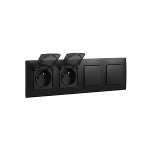 Legrand-Dvojitá venkovní zásuvka 250V/16A a dvojitý jednopól vypínač č. 1 NILOE LR0015+LR0003+LR0003+LR0006+LR0006 obraz