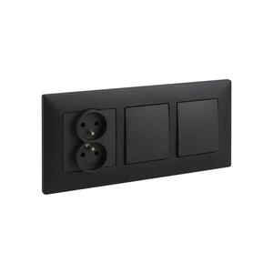 Legrand -Dvojitý vypínač jednopólový č. 1 a dvojitá zásuvka 250V/16A NILOE černá LR0014+LR0002+LR0006+LR0006 obraz