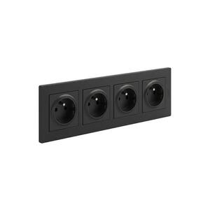 Legrand - Čtyřnásobná zásuvka domovní 250V/16A NILOE STEP černá LR0047+LR0033+LR0033+LR0033+LR0033 obraz