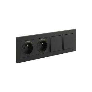 Legrand-Dvojitá domovní zásuvka 250V/16A a dvojitý jednopól vypí č. 1 NILOE STEP LR0047+LR0033+LR0033+LR0038+LR0038 obraz