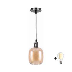BRILAGI -LED Lustr na lanku RETRO GLASS 1xE27/60W/230V pr. 14cm černá/kouř hnědá NSTK7765+AI0177 obraz