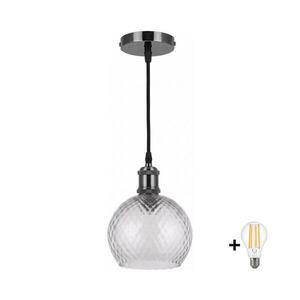BRILAGI - LED Lustr na lanku RETRO GLASS 1xE27/60W/230V pr. 25cm černá/kouř šedá NSTK7486+AI0177 obraz