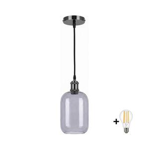 BRILAGI -LED Lustr na lanku RETRO GLASS 1xE27/60W/230V pr. 14 cm černá/kouř šedá NSTK7757+AI0177 obraz