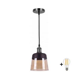 BRILAGI -LED Lustr na lanku R GLASS 1xE27/60W/230V pr. 15, 5 cm černá/kouř béžová NSTK7325+AI0177 obraz
