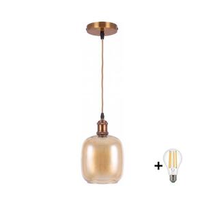 BRILAGI -LED Lustr na lanku RETRO GLASS 1xE27/60W/230V pr. 14cm zlatá/kouř hnědá NSTK7765+AI0178 obraz