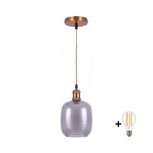 BRILAGI -LED Lustr na lanku RETRO GLASS 1xE27/60W/230V pr. 14cm zlatá/kouř šedá NSTK7758+AI0178 obraz