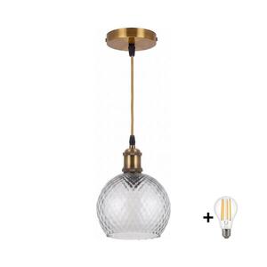 BRILAGI - LED Lustr na lanku RETRO GLASS 1xE27/60W/230V pr. 25cm zlatá/kouř šedá NSTK7486+AI0178 obraz