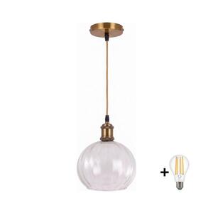 BRILAGI - LED Lustr na lanku RETRO GLASS 1xE27/60W/230V pr. 25 cm zlatá/čirá NSTK7491+AI0178 obraz