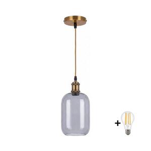 BRILAGI -LED Lustr na lanku RETRO GLASS 1xE27/60W/230V pr. 14 cm zlatá/kouř šedá NSTK7757+AI0178 obraz