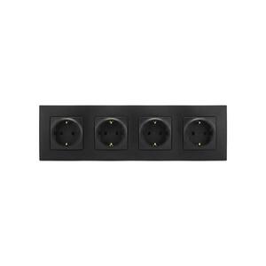 Legrand - Čtyřnásobná zásuvka domovní SCHUKO 250V/16A NILOE černá LR0015+LR0114+LR0114+LR0114+LR0114 obraz