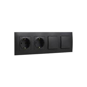 Legrand-Dvojitá zásuvka domovní SCHUKO 250V/16A a dvoj jednopól vypín č. 1 NILOE LR0015+LR0114+LR0114+LR0006+LR0006 obraz