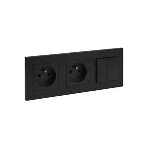 Legrand-Dvojitá domovní zásuvka 250V/16A a dvojitý vypínač č. 5 NILOE STEP černá LR0046+LR0039+LR0033+LR0033 obraz
