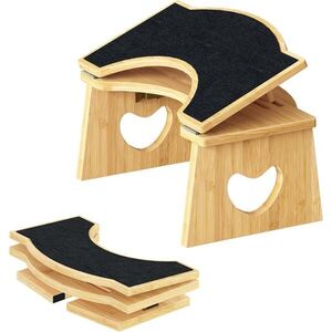 VASAGLE Bambusová skládací stolička na toaletu Heart 37, 5 cm hnědá obraz