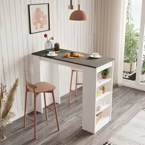 Barový stůl Houseland Masasi retro šedá/bílý obraz
