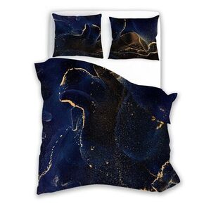 Faro Bavlněné saténové povlečení NOBILE 015 220x200 cm + 2x 70x80 cm tmavě modré obraz