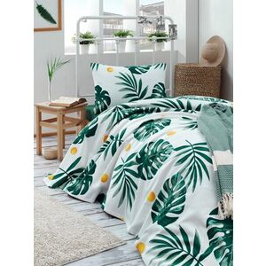 L'essentiel Bavlněný pique přehoz Monstera 160x235 cm zelený/bílý obraz