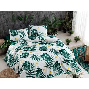 L'essentiel Bavlněný pique přehoz Monstera 200x235 cm zelený/bílý obraz