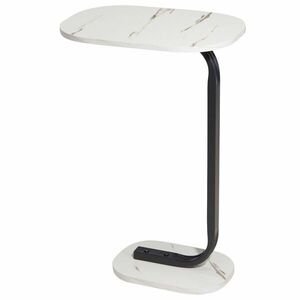 HowHomely Boční stolek IRENE 59 cm mramor bílý obraz