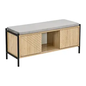 Kontrast Botník se sedákem PR101 100 cm dub přírodní/černý obraz