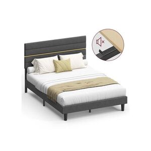 SONGMICS Čalouněná dvoulůžková postel Cviko 140x200 šedá obraz