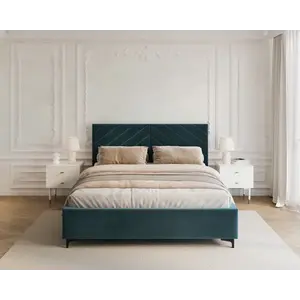 FDM Čalouněná postel Elegante se zvedacím roštem Paris námořnická modrá, velikost 120x200 obraz