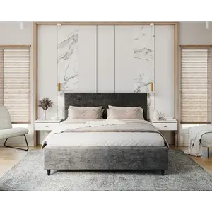 FDM Čalouněná postel Line Plus se zvedacím roštem Nano Velvet grafitově šedá, velikost 120x200 obraz