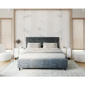 FDM Čalouněná postel Line Plus se zvedacím roštem Nano Velvet modrá, velikost 120x200 obraz