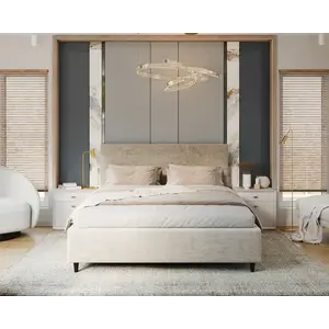 FDM Čalouněná postel Line Plus se zvedacím roštem Nano Velvet písková, velikost 120x200 obraz