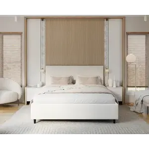 FDM Čalouněná postel Line Plus se zvedacím roštem Nano Velvet smetanově bílá, velikost 120x200 obraz