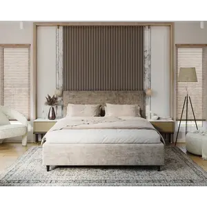 FDM Čalouněná postel Line Plus se zvedacím roštem Nano Velvet taupe, velikost 120x200 obraz