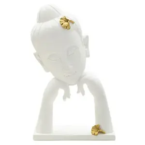 Mauro Ferretti Dekorace na stůl Buddha B 21 cm bílá/zlatá obraz