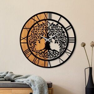 Wallity Dekorativní nástěnné hodiny WALLIE TREE LIKE 56 cm ořech/černé obraz