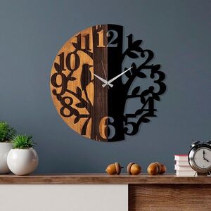 Wallity Dekorativní nástěnné hodiny WALLIE TREE 56 cm černé/ořech obraz