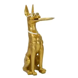 Mauro Ferretti Dekorativní socha Dog Pit s podnosem 91 cm zlatá obraz