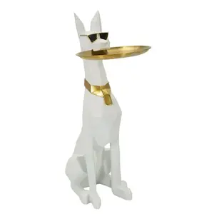 Mauro Ferretti Dekorativní soška Dog Ory s podnosem 74 cm bílá obraz