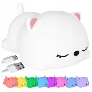 TZB Dětská stolní LED lampa Kitty bílá obraz