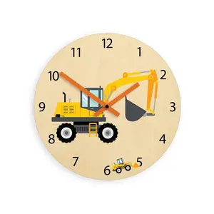 ModernClock Dětské nástěnné hodiny Ami Bagr 30 cm vícebarevné obraz