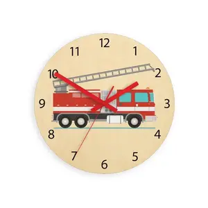 ModernClock Dětské nástěnné hodiny Ami Hasičské auto 30 cm vícebarevné obraz