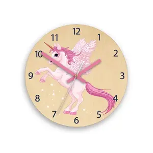 ModernClock Dětské nástěnné hodiny Ami Jednorožec 30 cm růžové obraz