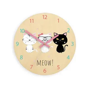 ModernClock Dětské nástěnné hodiny Ami Koťata 30 cm vícebarevné obraz