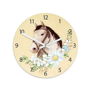 ModernClock Dětské nástěnné hodiny Ami Kůň bílý 30 cm vícebarevné obraz