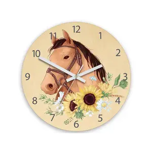 ModernClock Dětské nástěnné hodiny Ami Kůň hnědý 30 cm vícebarevné obraz