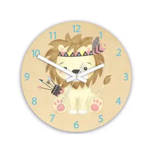 ModernClock Dětské nástěnné hodiny Ami Lev indián 30 cm vícebarevné obraz