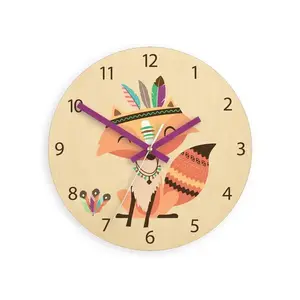 ModernClock Dětské nástěnné hodiny Ami Liška indián 30 cm vícebarevné obraz